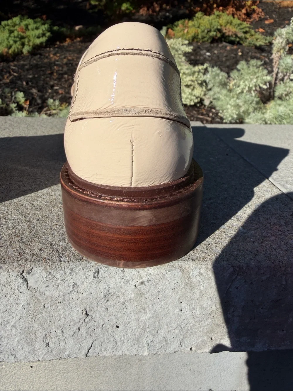 Sofft Beige Patent Leather Penny Loafers size 6M. These shoes were a sample pair